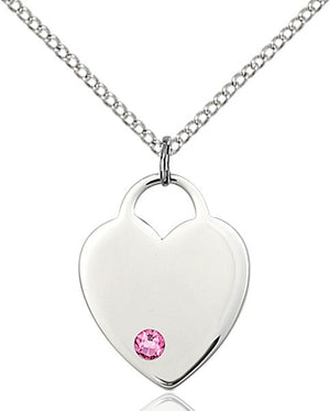 Medium Heart Shaped Pendant with Birthstone Options
