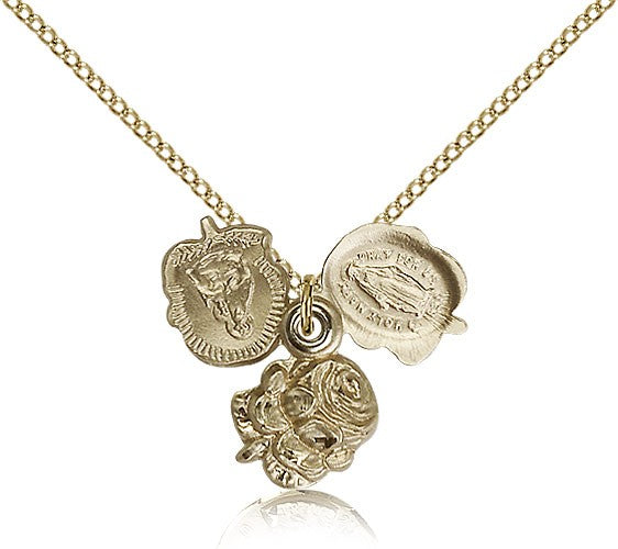 Triple Slide Rosebud Miraculous Medal for Women