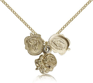 Triple Slide Rosebud Miraculous Medal for Women