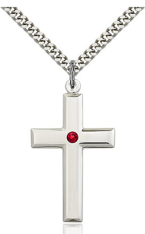 Large Plain Cross Pendant with Birthstone Options