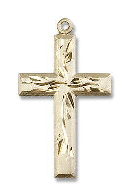 Women's Square Edge Cross with Vine Etching