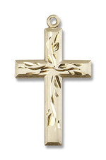 Women's Square Edge Cross with Vine Etching