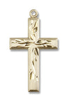 Women's Square Edge Cross with Vine Etching