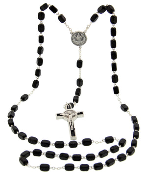 St. Benedict Black Wood Rosary 7mm for Men