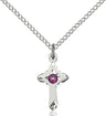 Child's Pointed Edge Cross Pendant with Birthstone Options