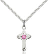 Child's Pointed Edge Cross Pendant with Birthstone Options