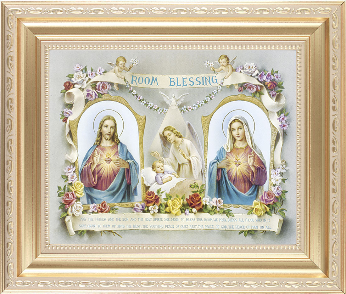 Room Blessing 8x10 Framed Print Under Glass Sacred Hearts