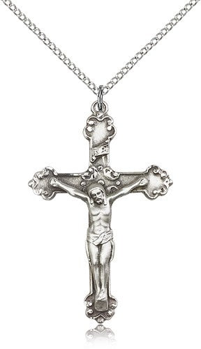 Antiqued Scroll Tip Crucifix Pendant