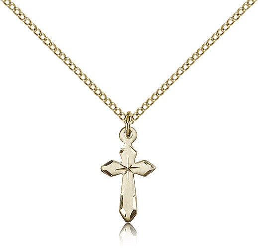 Small Cross Necklace with Etched Tips