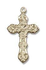 Ornate Fleur De Lis Women's Cross Necklace
