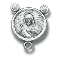 Sterling Silver Sacred Heart Rosary Centerpiece