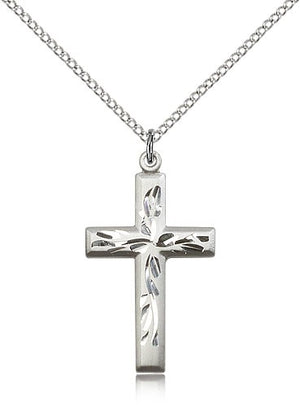 Women's Square Edge Cross with Vine Etching