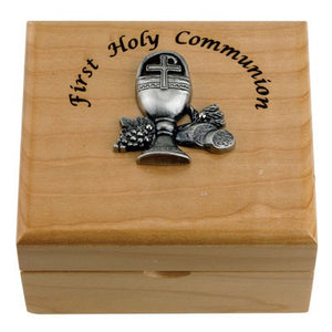 First Communion Maple Wood Keepsake Box