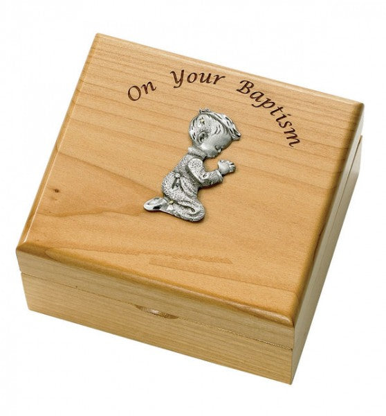 Baptism Maple Wood Keepsake Box for Boys