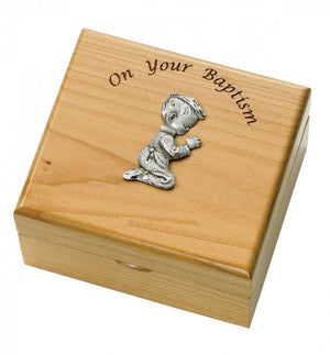 Baptism Maple Wood Keepsake Box for Boys