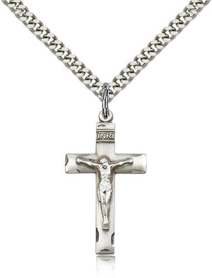 Women's Etched Border Crucifix Medal