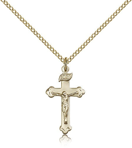Women's Small Budded Crucifix Necklace