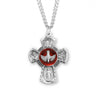 Red Enamel 4 Way Cross Sterling Silver Pendant for Men