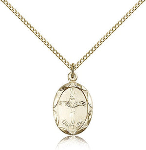 Petite Oval Baptism Medal with Shell In Cross Design