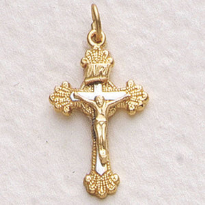 Elegant Budded Gold Crucifix Medal for Women