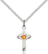 Child's Pointed Edge Cross Pendant with Birthstone Options