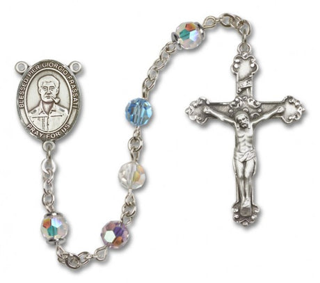 Blessed Pier Giorgio Frassati Sterling Silver Heirloom Rosary Fancy Crucifix