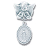 Baby Pin Guardian Angel and Miraculous Medal Sterling Silver