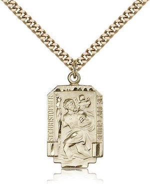 Rectangular St. Christopher Necklace with Satin Finish