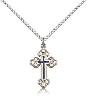 Russian Cross Medal with Blue Epoxy for Women