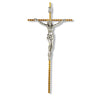 Italian Gold Plated Hammered Nickel Wall Crucifix - 10 inch