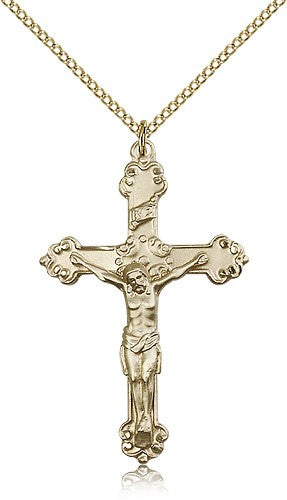 Antiqued Scroll Tip Crucifix Pendant