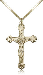 Antiqued Scroll Tip Crucifix Pendant