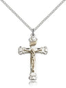 Women's Heart Tip Crucifix Necklace Two-Tone