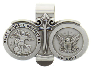 St. Michael U.S. Navy Visor Clip Pewter