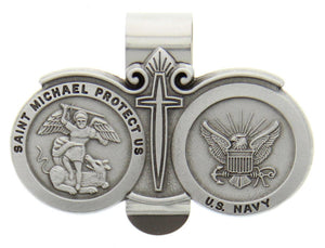 St. Michael U.S. Navy Visor Clip Pewter
