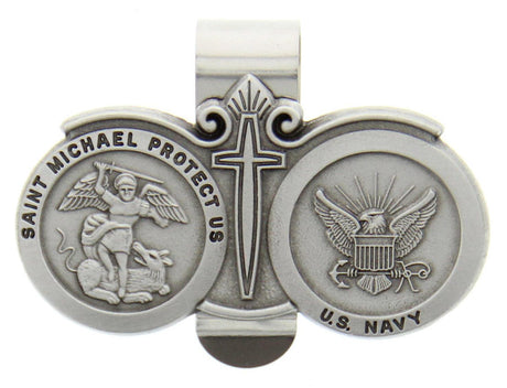 St. Michael U.S. Navy Visor Clip Pewter