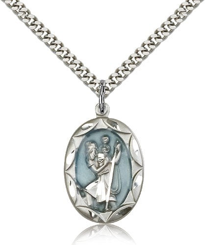 St. Christopher Necklace Scalloped Edge
