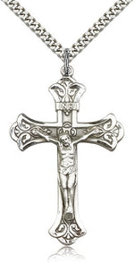 Men's Budded Tip with Scrolls Crucifix Pendant