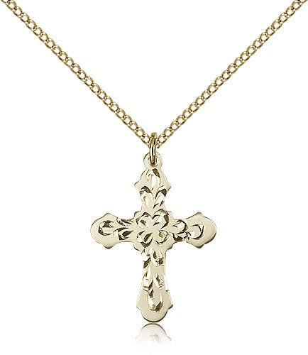 Women's Ornate Heavy Etching Cross Pendant