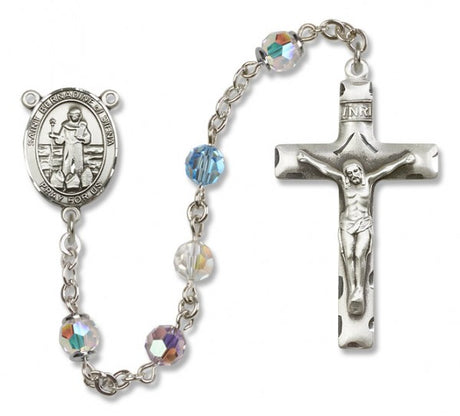 St. Bernadine Sterling Silver Heirloom Rosary Squared Crucifix