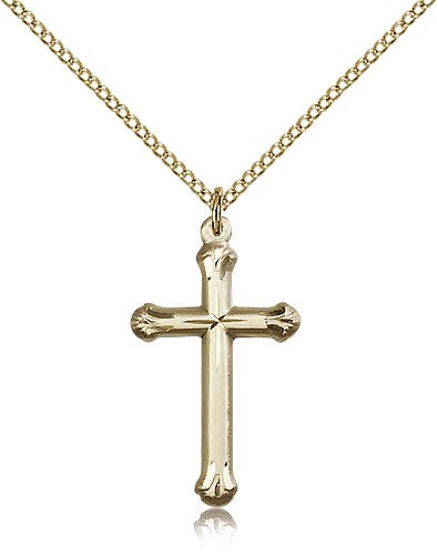 Round Tip with Star Etched Cross Necklace