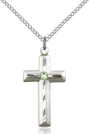 Matte and Polished Cross Pendant with Birthstone Options