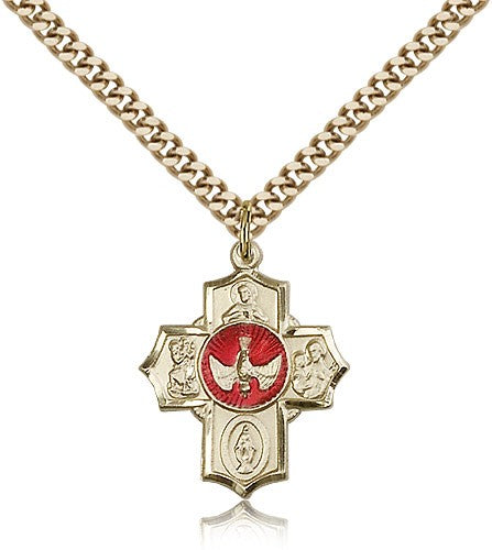 Red Enamel Descending Dove 5-Way Pendant