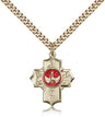 Red Enamel Descending Dove 5-Way Pendant