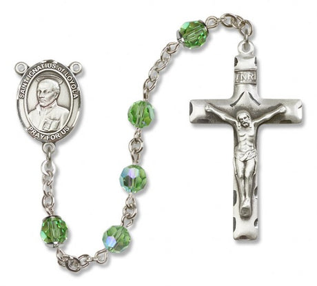 St. Ignatius of Loyola Sterling Silver Heirloom Rosary Squared Crucifix