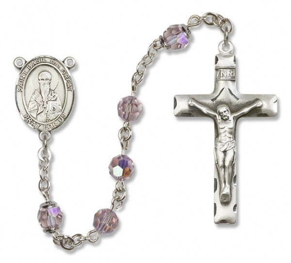 St. Basil the Great Sterling Silver Heirloom Rosary Squared Crucifix