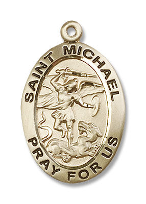 Double Sided Oval St. Michael and Guardian Angel Medal for Men