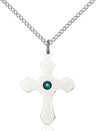 Medium High Polished Soft Edge Cross Pendant with Birthstone Options