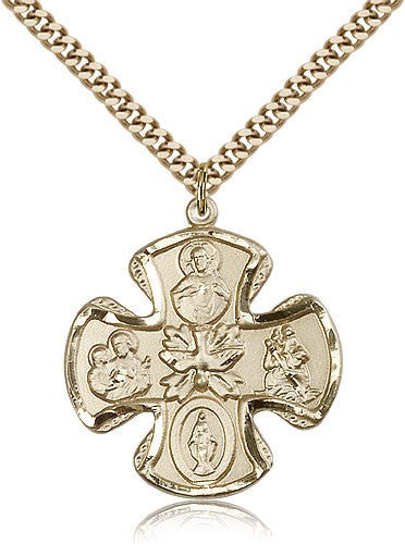 5-Way Pendant with Thick Edges and Descending Dove