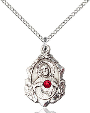 Fancy Edge Scapular Pendant with Birthstone Options